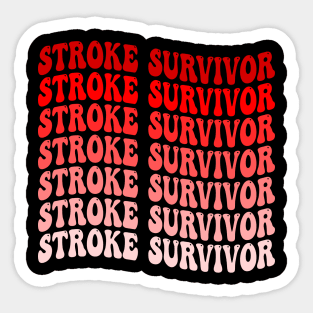 Vintage Groovy Red Awareness Ribbon Funny Stroke Survivor T-Shirt Sticker